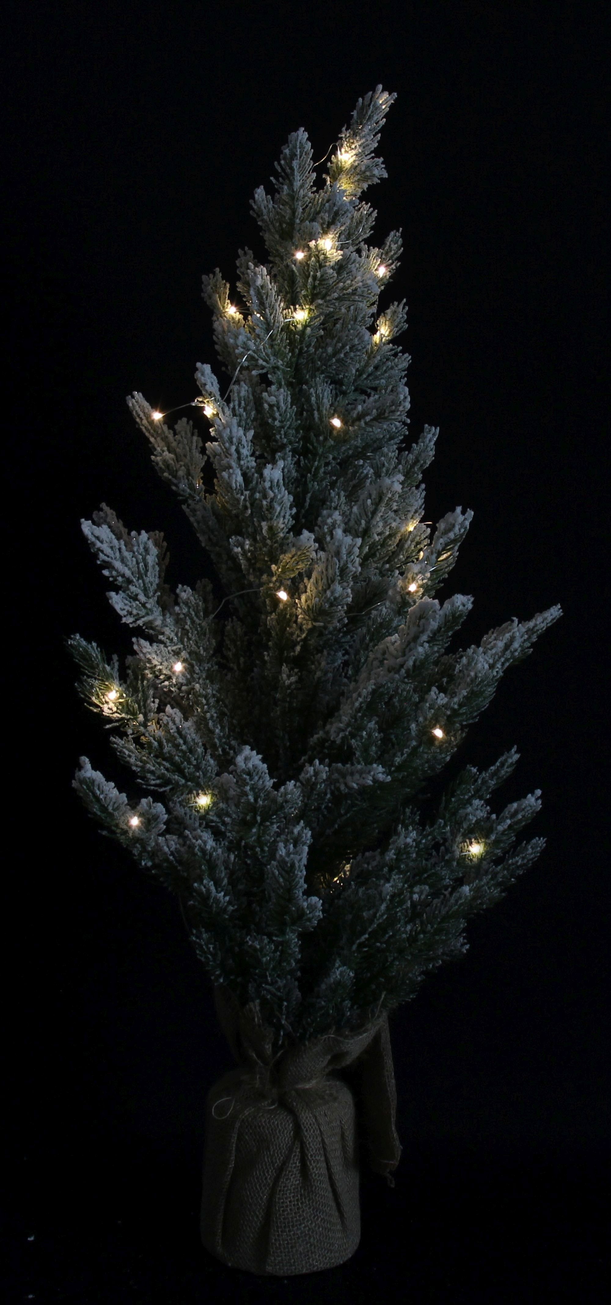 Dekoleidenschaft Künstlicher Weihnachtsbaum LED-Baum Weihnachtsbaum Lichterkette 90 und hoch, Tannenbaum, mit, cm Weihnachtsdeko, Kunstchnee, Schnee" Christbaum künstlicher "Erster