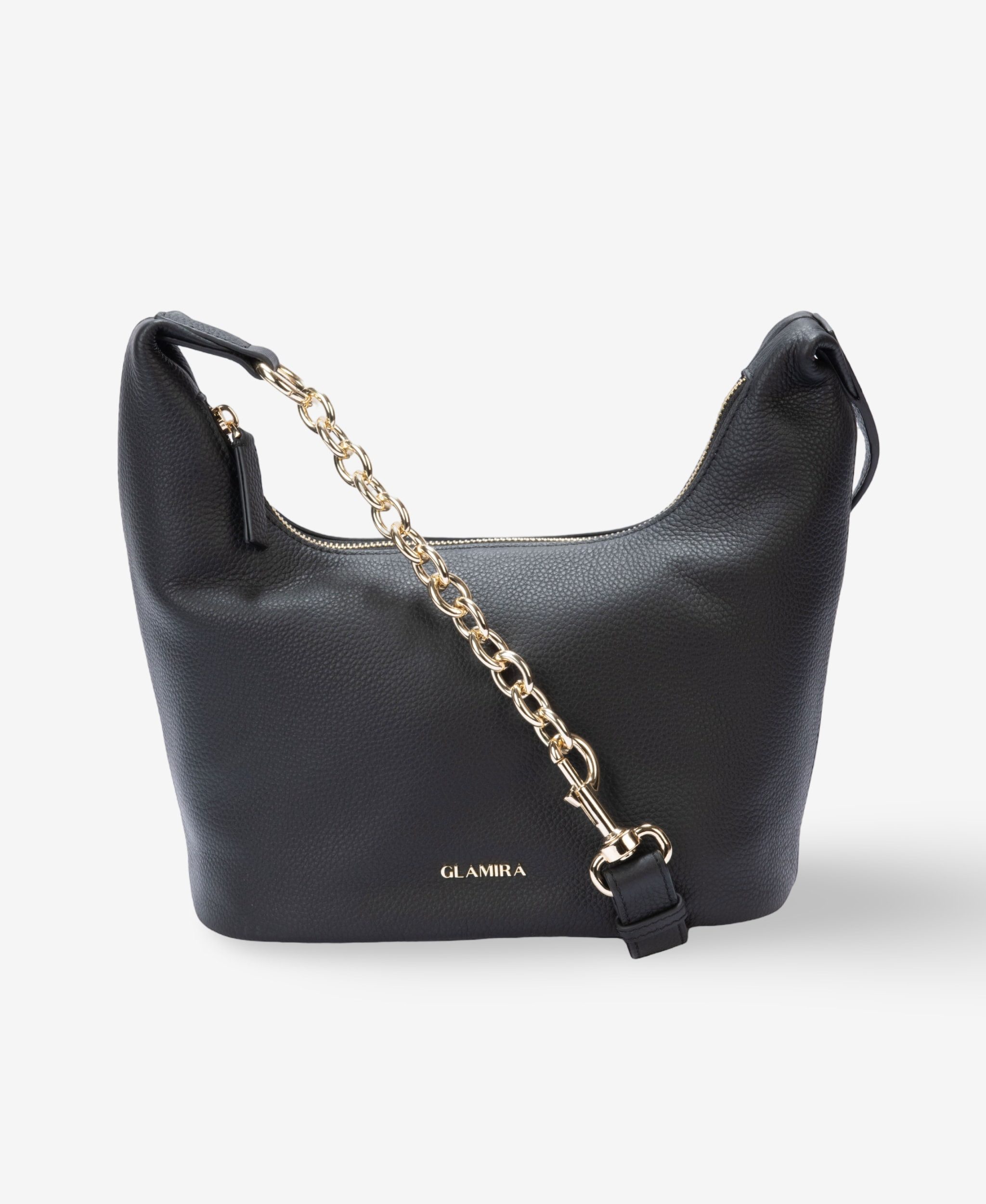 GLAMIRA Handtasche Lysandra Schwarze Schultertasche (1-tlg), echt Leder