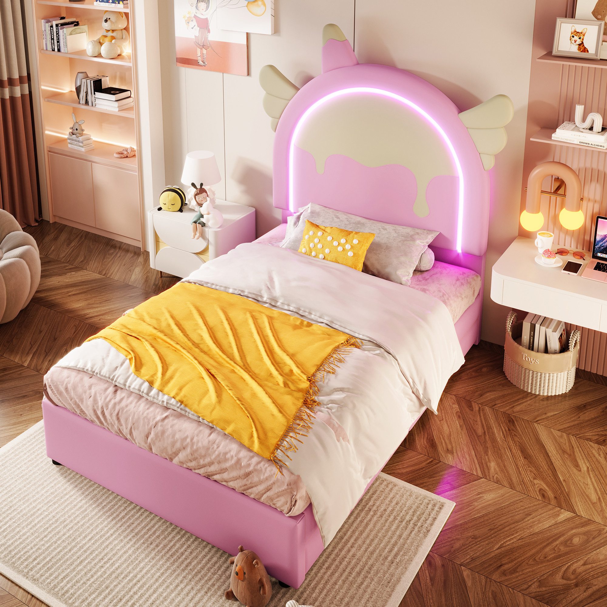 HAUSS SPOLE Kinderbett 90x200cm mit Leuchtleiste, günstig online kaufen