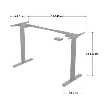 SVITA Schreibtisch DOBON, Breite 98-140 cm, Höhe 72-120 cm, Speicher-Funktion, 2 leise Motoren