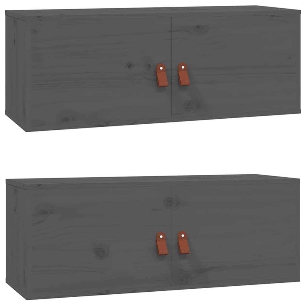 Massivholz Hängeschrank Wandschränke 80x30x30 cm 2 vidaXL Stk Regal Grau Kiefer Low