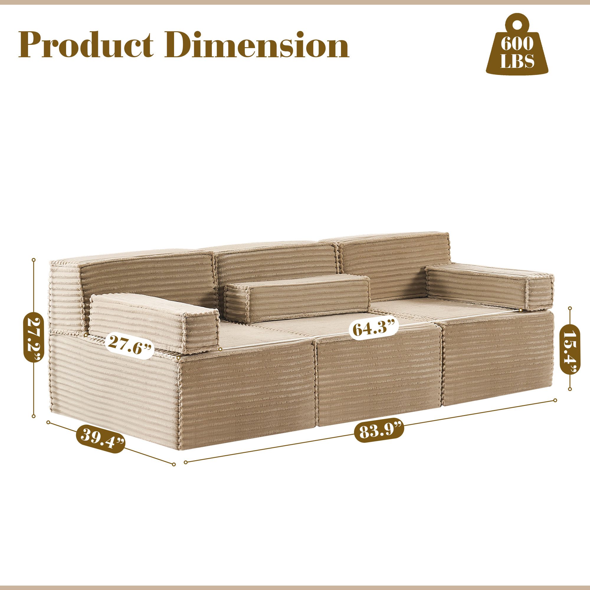 HOMYEDAMIC Big-Sofa Schwammsofa 1-4 Sitzers Ecksofa, Pure Foam Eco Sofa Kom günstig online kaufen