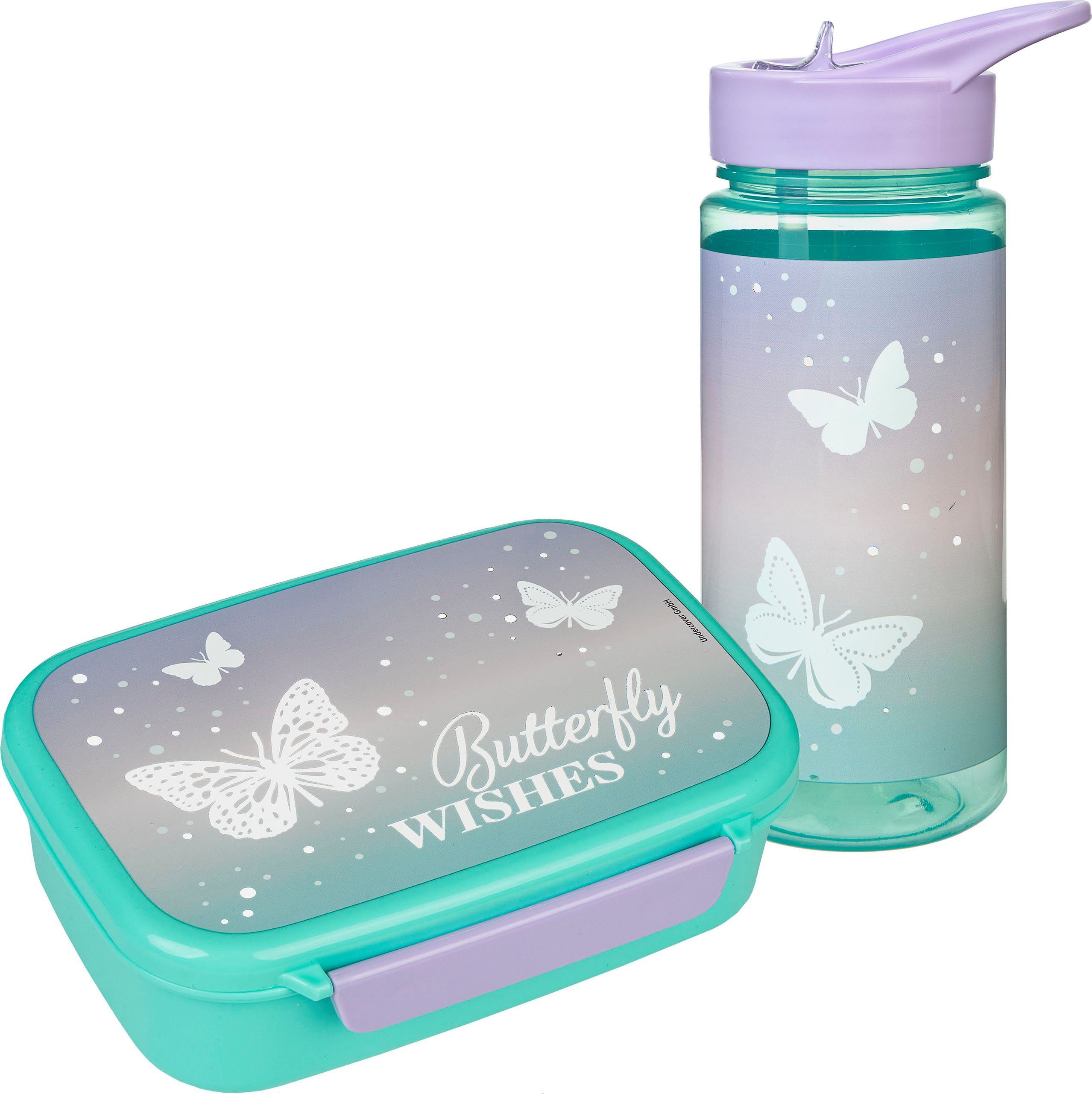 mit Trinkflasche Trinkflasche, Kunststoff, & Lunchbox 2-tlg), Butterfly Wishes, Scooli (Set, Brotzeitdose