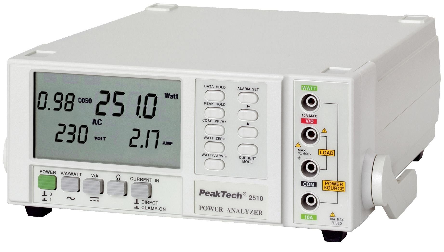 1-Phasen RS-232, PeakTech P Leistungsanalysator 2510: mit Energiekostenmessgerät 1-tlg. PeakTech