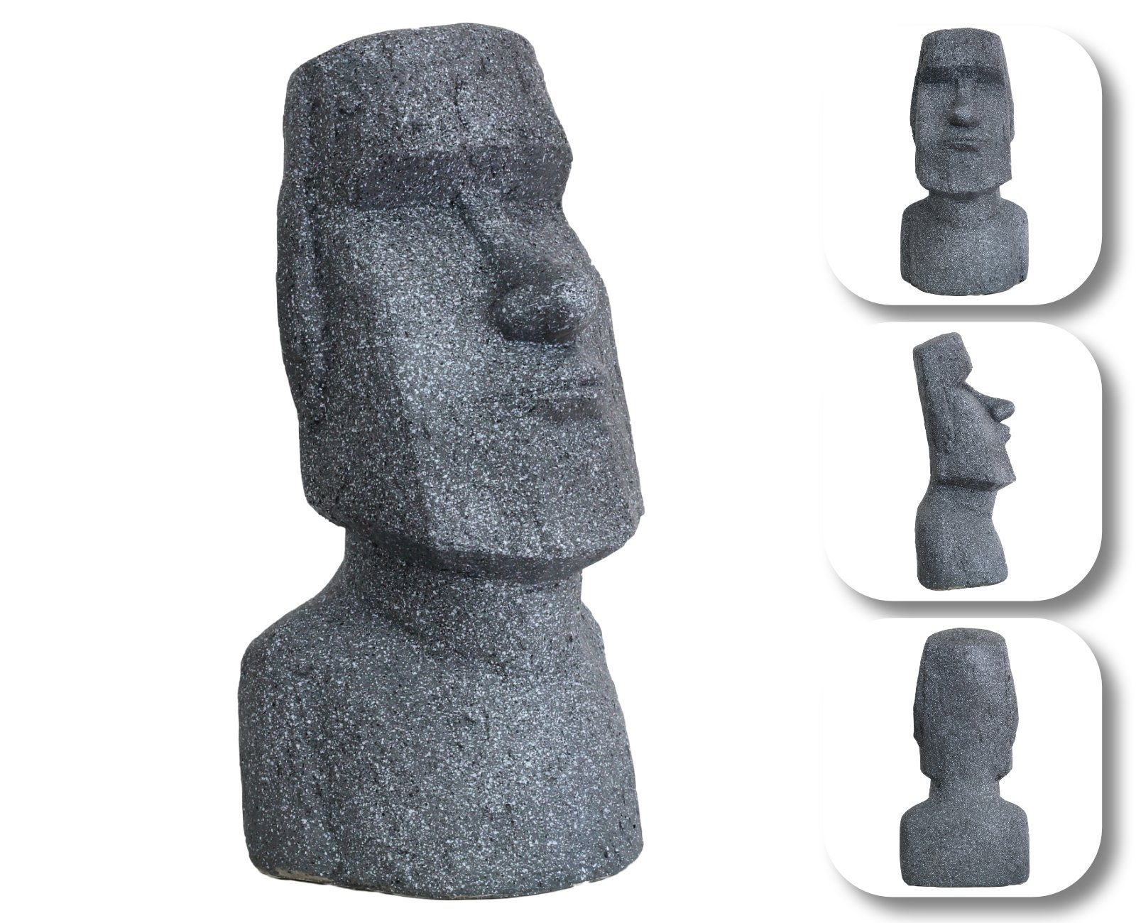 HAGO Buddhafigur Moai Kopf Skulptur Büste Statue Deko Osterinsel Figur Gartenfigur