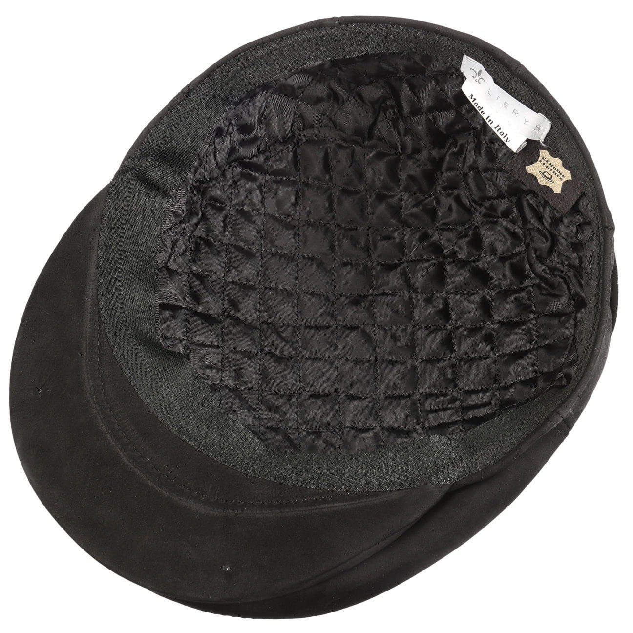 schwarz Schirm, Flatcap in Flat mit Made Cap Lierys Italy (1-St)