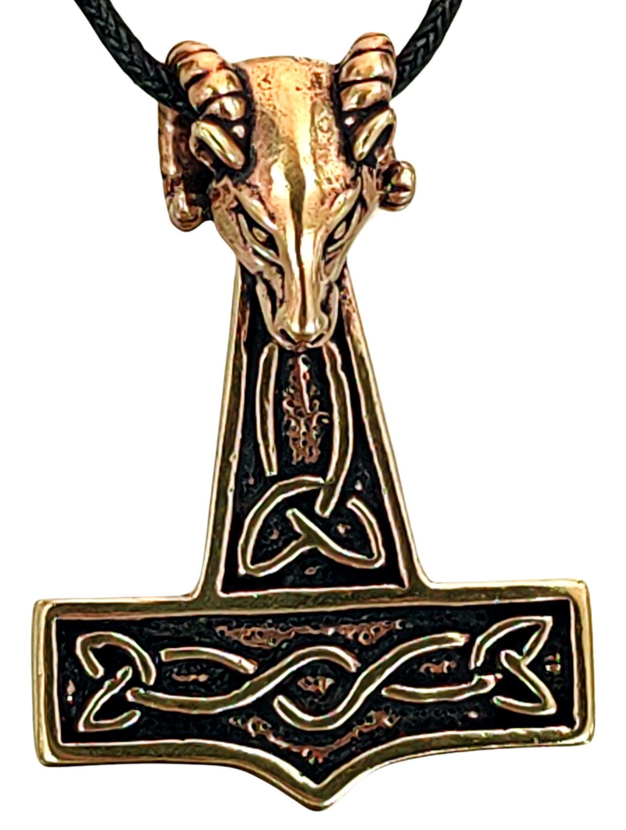 Vollständige Aufstellung Kiss of Bronze Thorhammer Leather Nordisch Thorshammer Kettenanhänger Anhänger Mjölnir Thor Wikinger