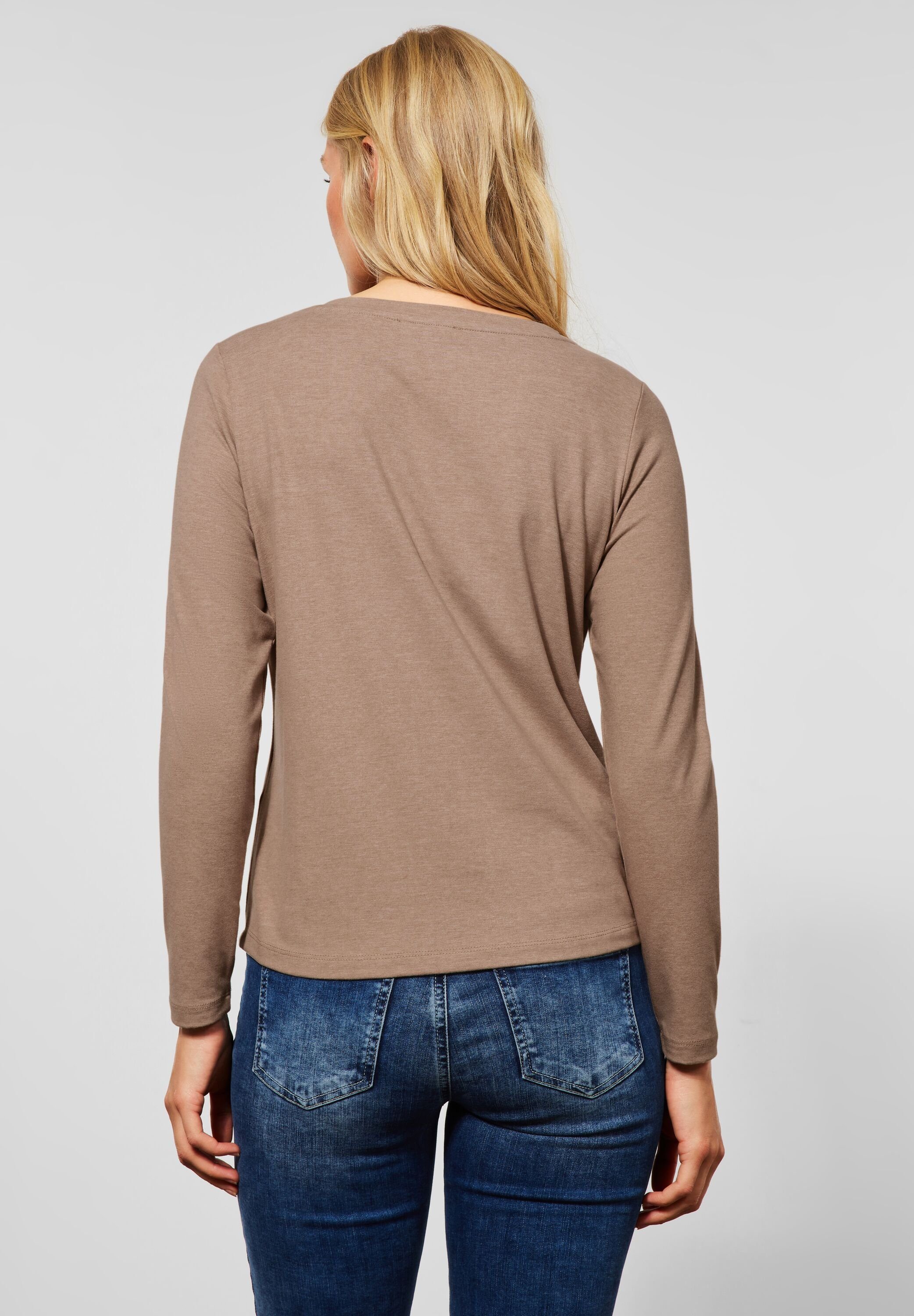 STREET ONE Langarmshirt mit Pailletten, Super Soft Touch