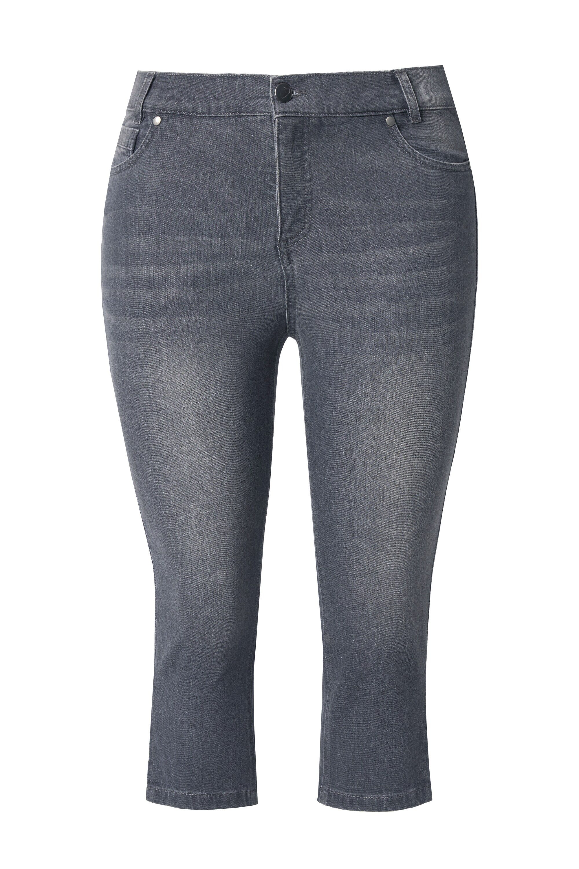 Ulla Popken 5-Pocket-Jeans Capri-Jeans Sarah schmales Bein Stretchdenim