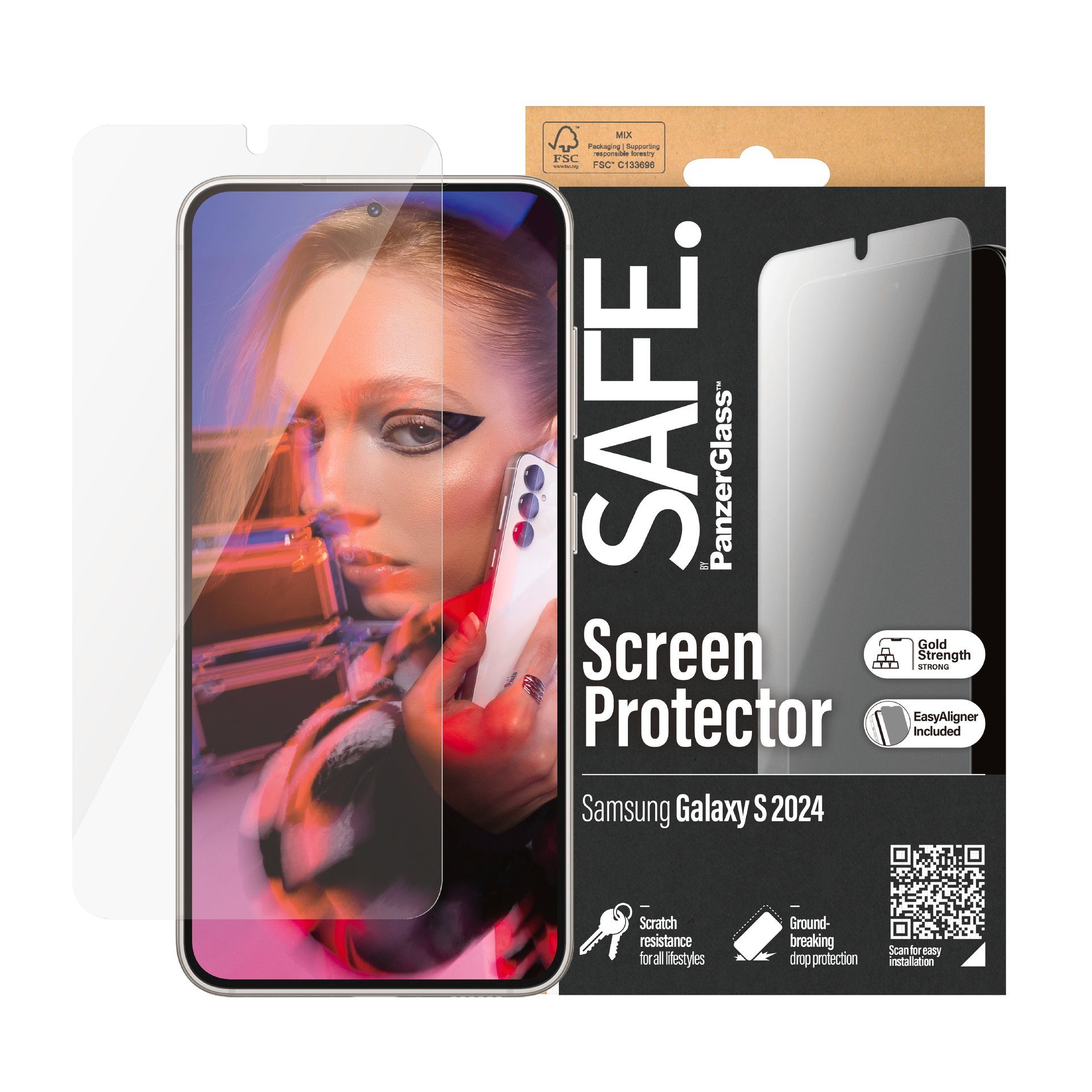Ultra Wide Fit Screen Protector für Samsung Galaxy S24, Displayschutzglas,  Displayschutzfolie, stoßfest, kratzbeständig, Passend für Samsung Galaxy S24