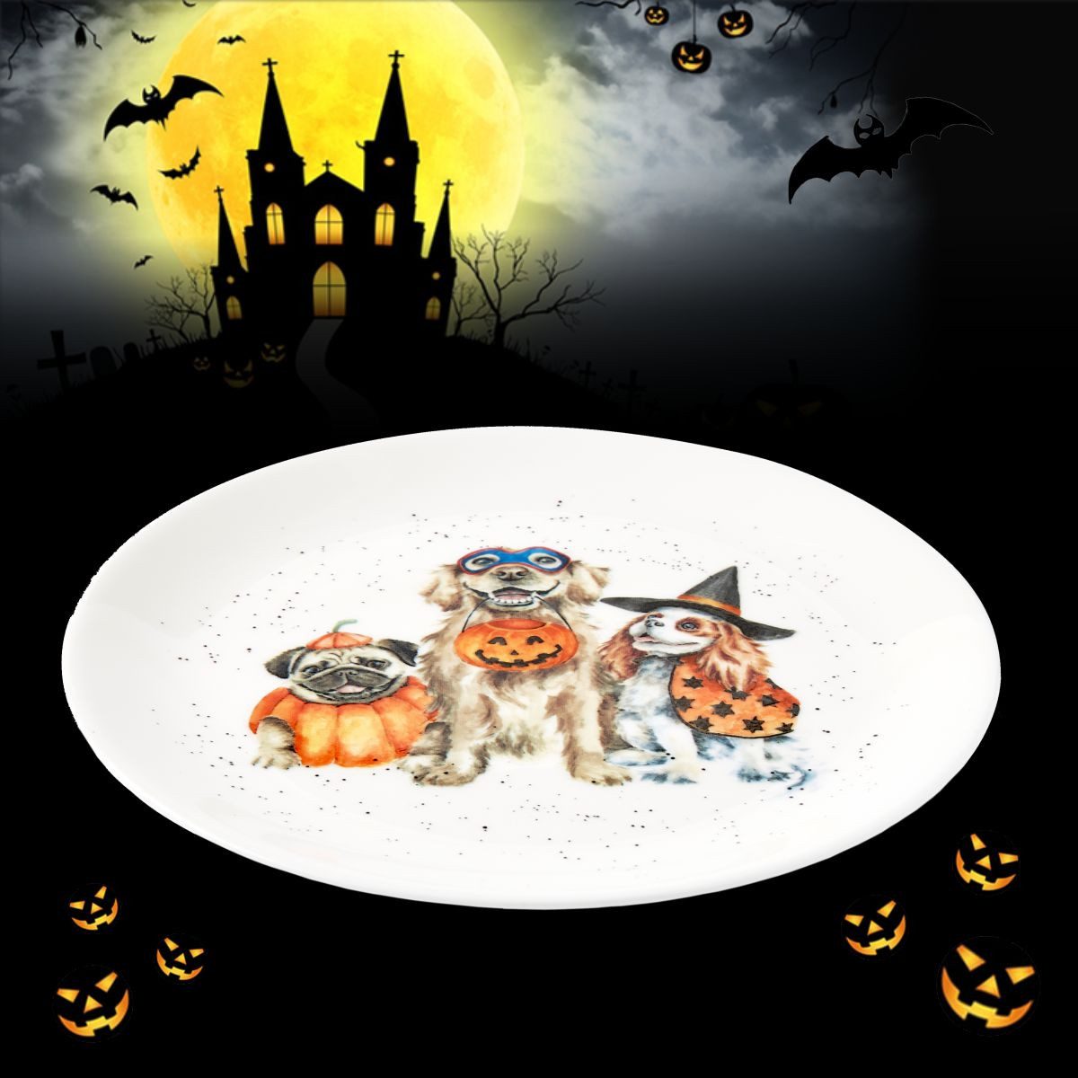 Wrendale Frühstücksteller Wrendale Designs Porzellan-Kuchenteller Trick or Treat