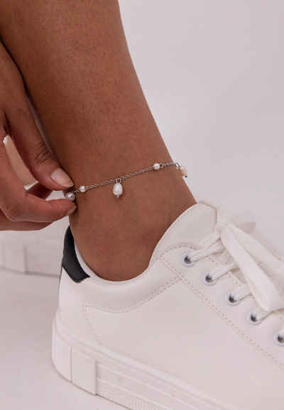 Purelei Fußkette mit Anhänger Pearl Drop, mit kleinen Perlen und tropfenförmigen Perlen-Anhängern