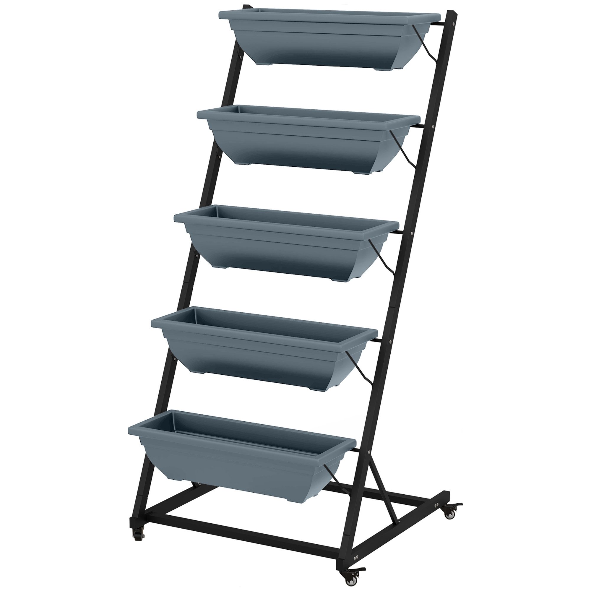 furnicato Pflanzentreppe Grau 65B x 67T x 145H cm mit 5 Pflanzkästen (1 St)
