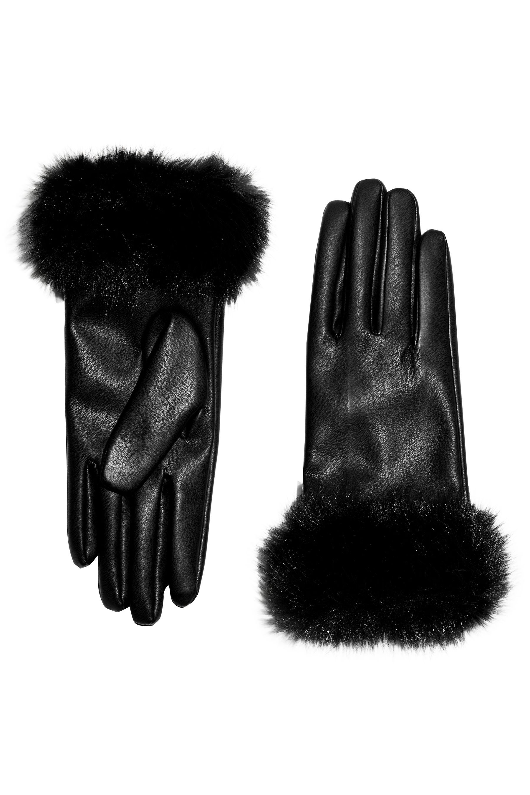 LIPSY PU-Handschuhe Lipsy Handschuhe in Lederoptik mit Kunstfellbesatz (1-S günstig online kaufen