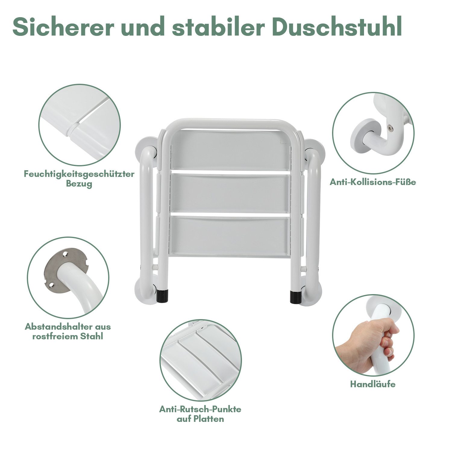 Clanmacy Duschhocker Duschsitz Klappbar Edelstahl Wandmontage Duschhocker Badhocker