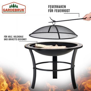 Gardebruk Feuerschale Fuego, Feuerkorb Garten Funkenschutz Abdeckung Rost Ø76cm Feuerstelle Grill