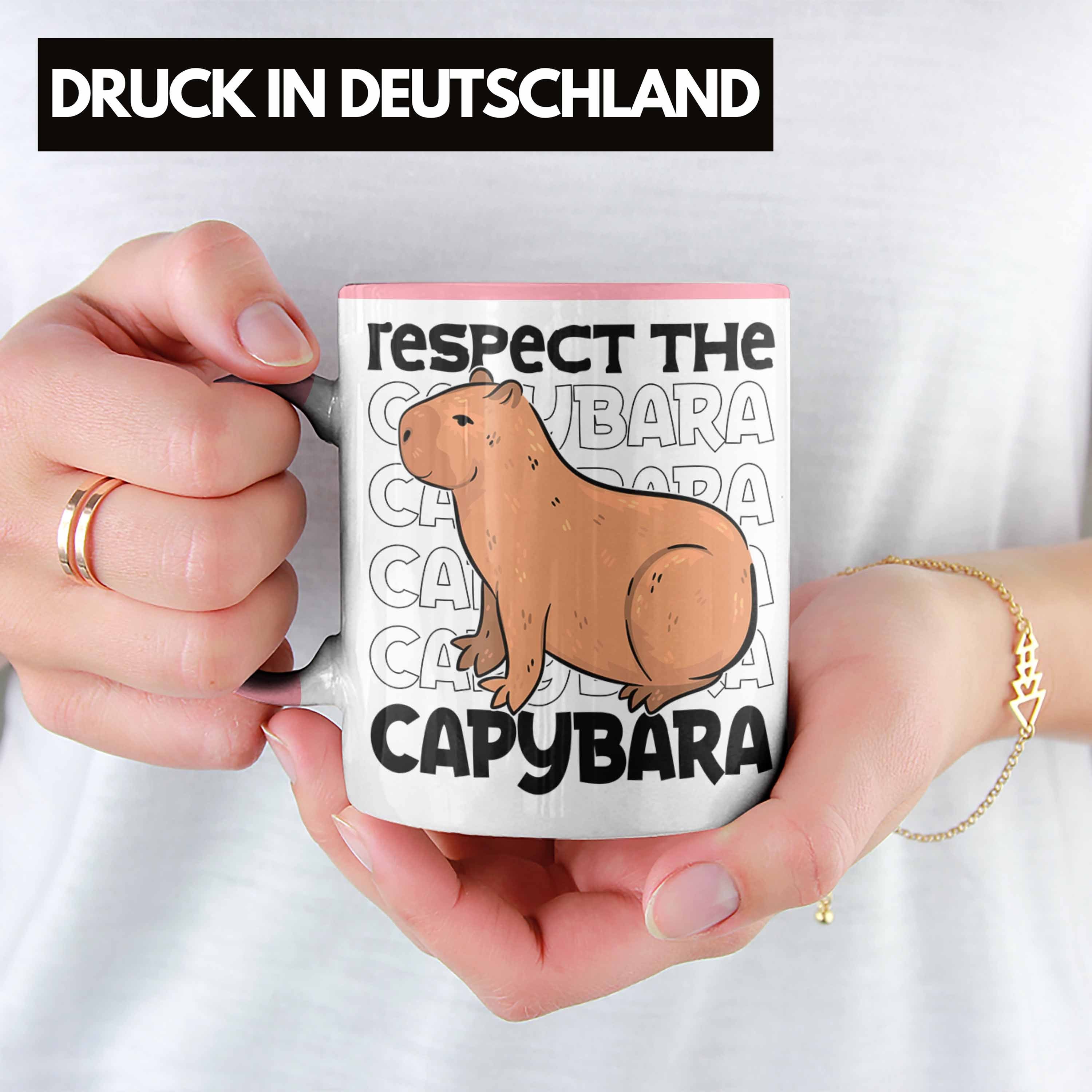 Respect Capybara Tasse für The Geschenk Trendation Kaffeetasse Capy Tier Capybara Tasse Rosa