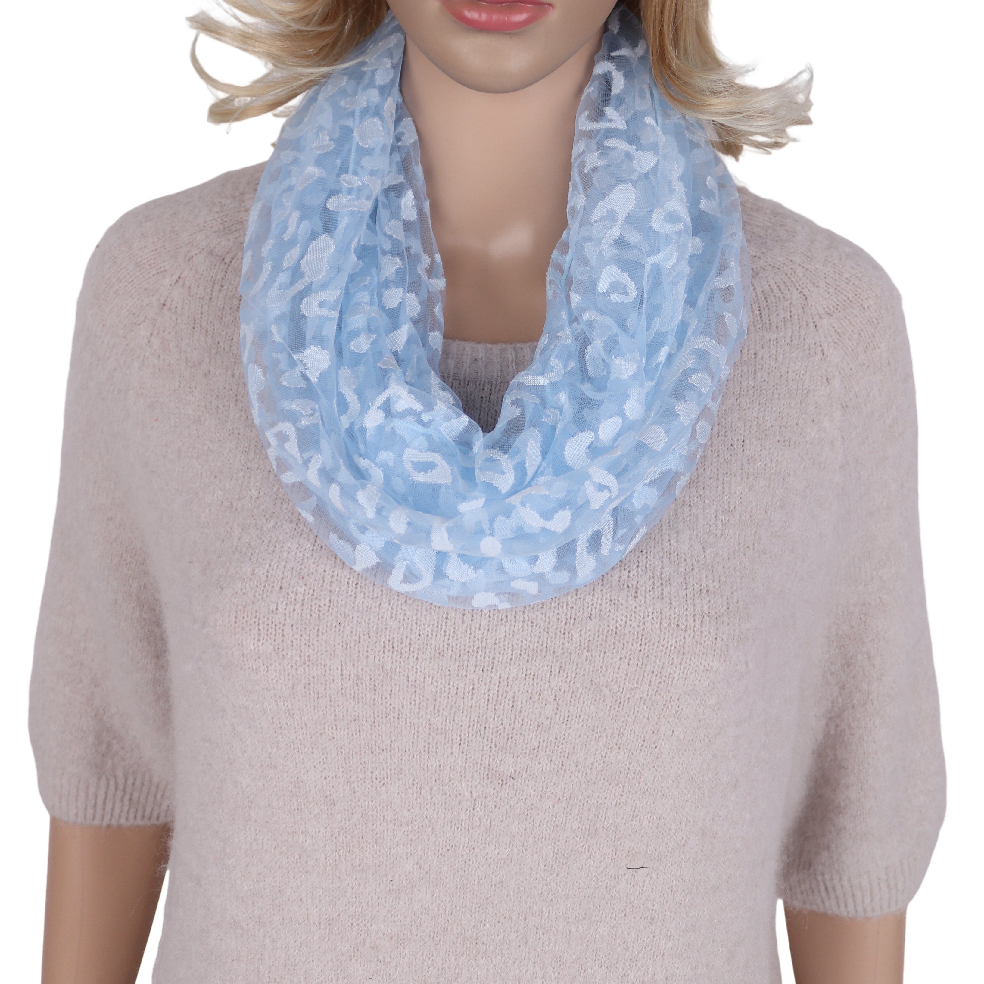 MIRROSI Loop Damen Schal Unifarbe HALBTRANSPARENT, Tolle Muster, Schlauchschal, (ca.160x38cm, zweimal um den Hals wickelbar), sehr leicht und angenehm zu tragen