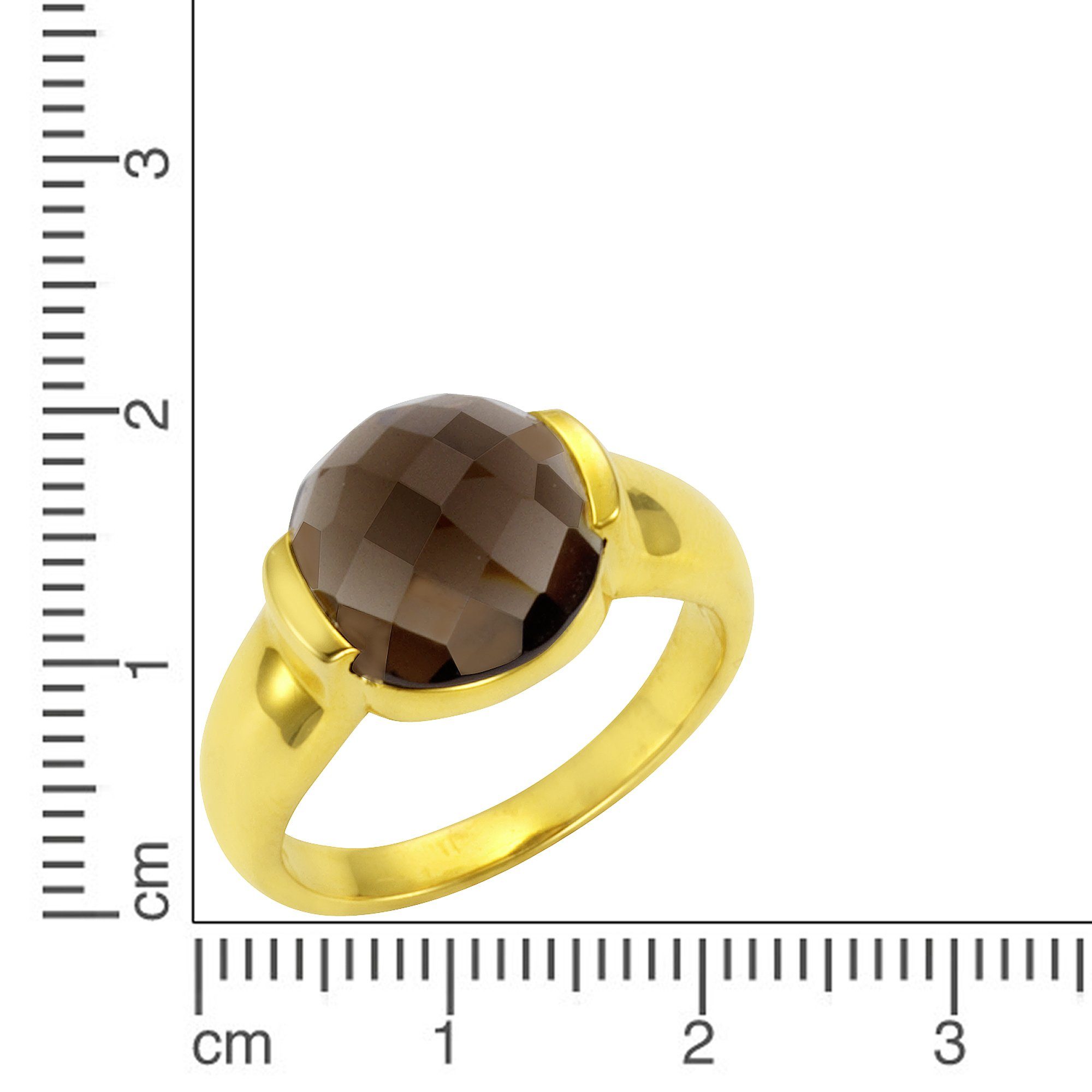 Jamelli Fingerring 925 Silber vergoldet Rauchquarz 12mm günstig online kaufen