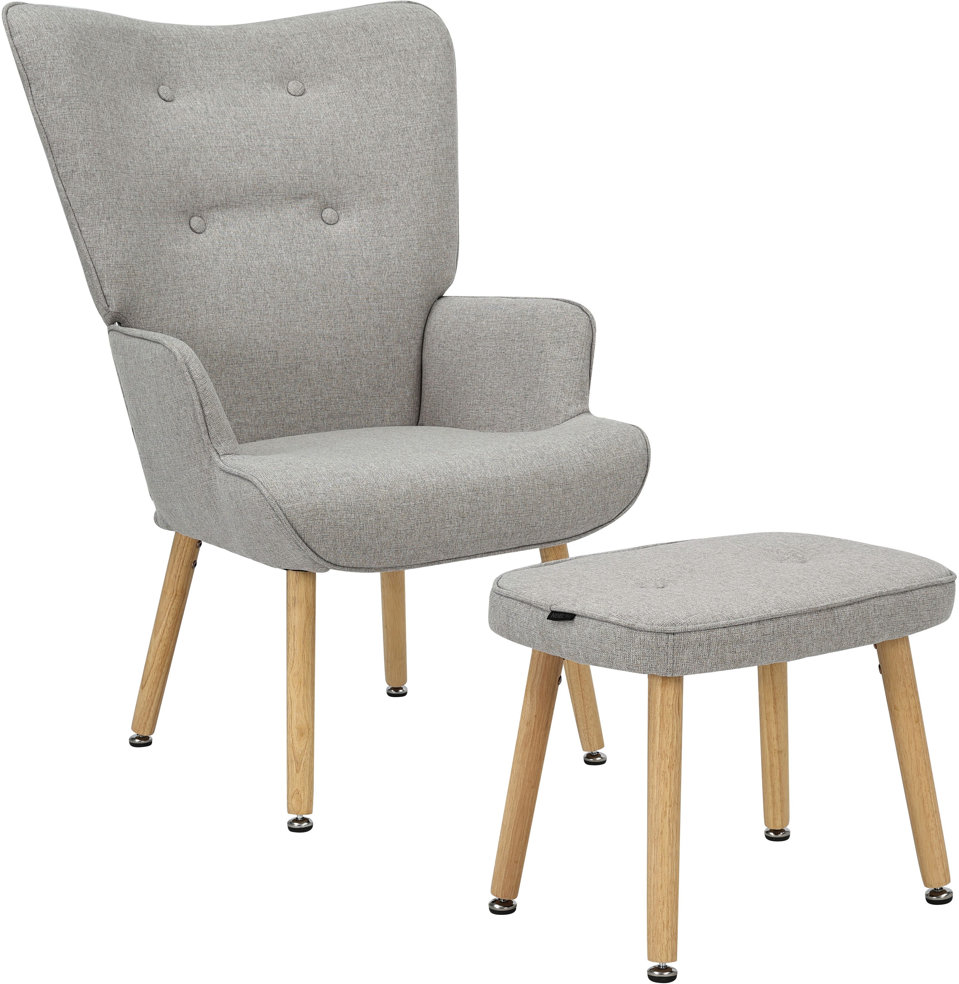 OTTO home Ohrensessel PERHAM, Sessel mit Hocker im Set, Knopfheftung, Massi günstig online kaufen