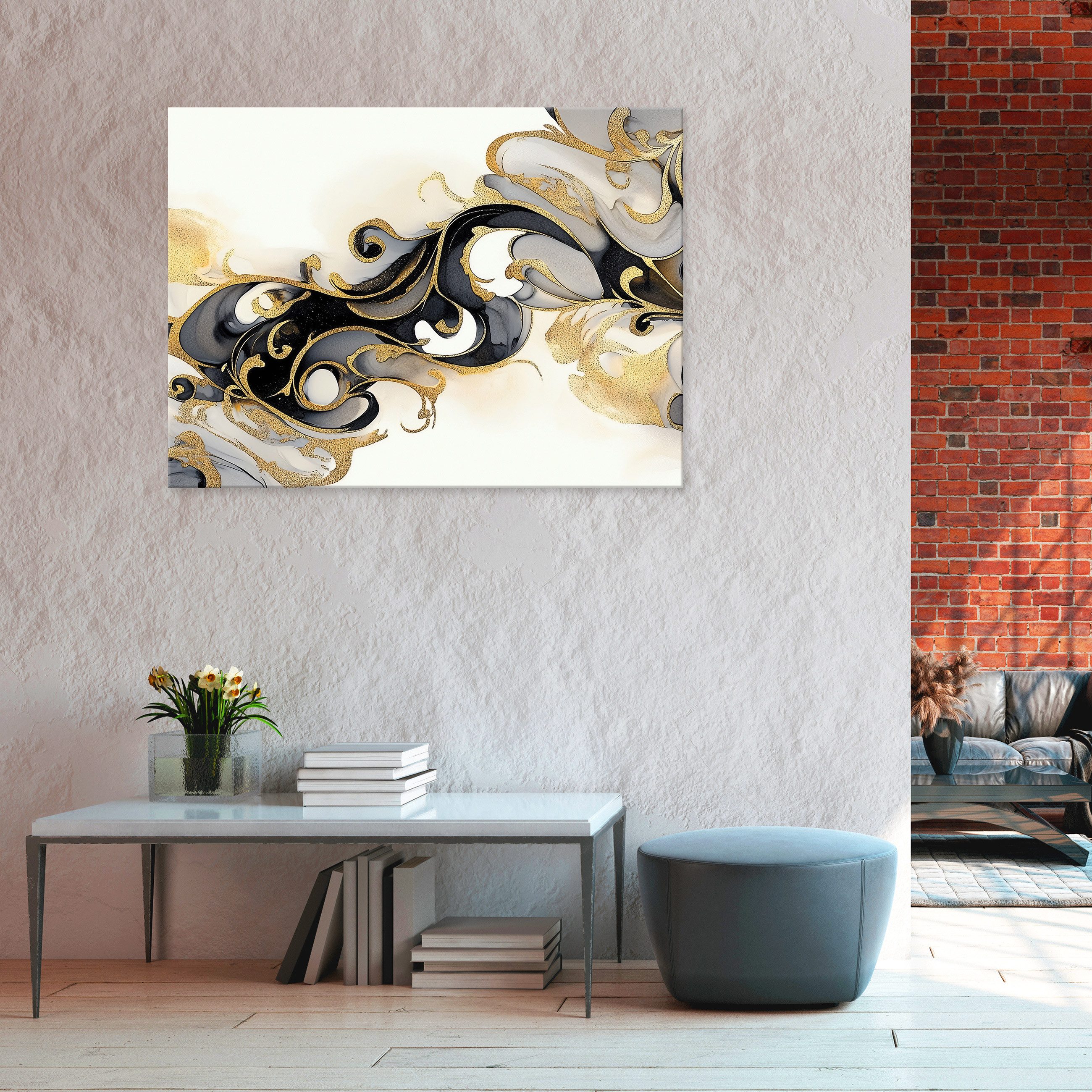 Wallarena Leinwandbild Abstrakt Schwarz Beige Gold günstig online kaufen