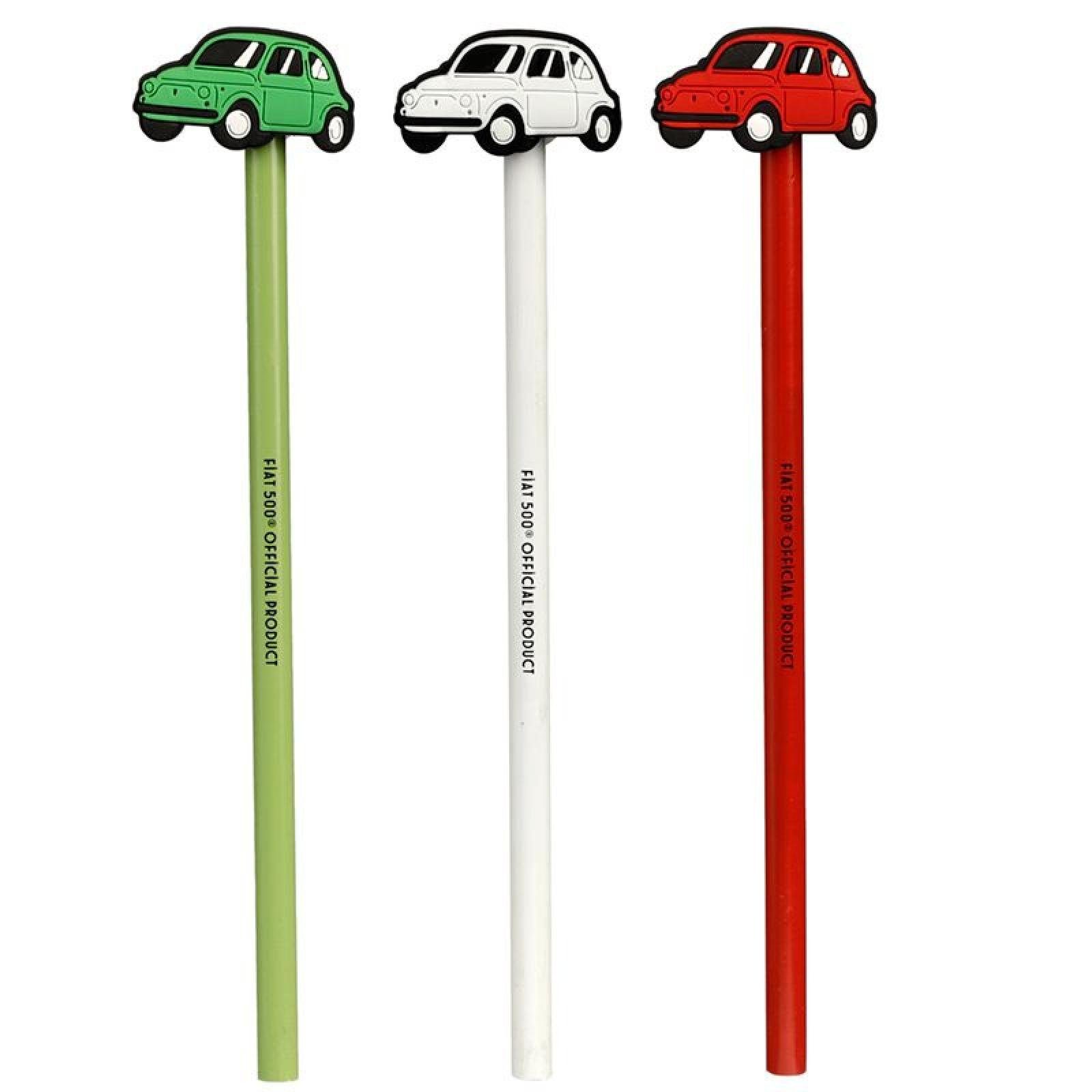 Retro Form Fiat (pro Bleistift 500 von 500 Bleistift in PVC Stück), Retro Fiat Topper mit PVC Puckator