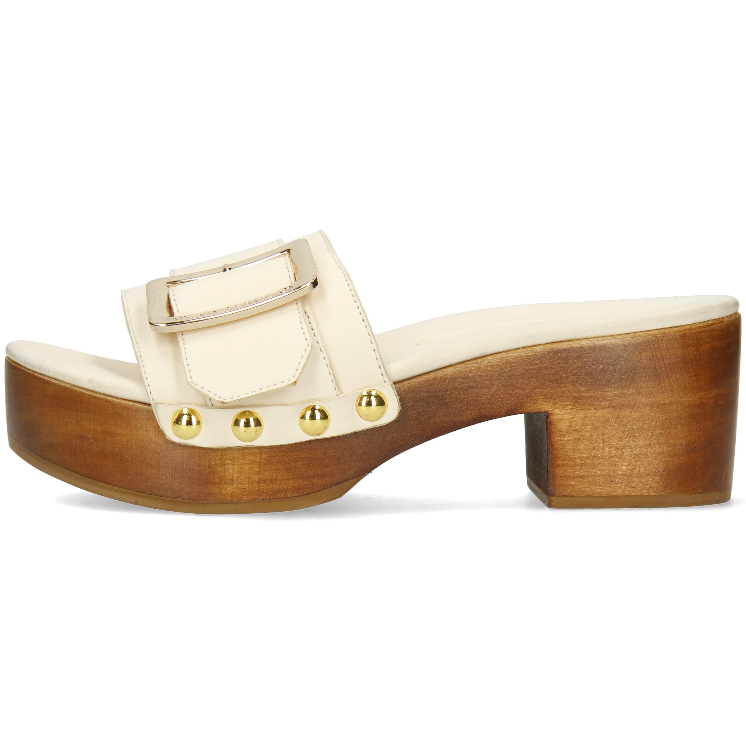 Melvin & Hamilton Layla 1 Leder-Clogs für Damen Clog Block-Absatz, Echtes Leder, Vegetabile Gerbung