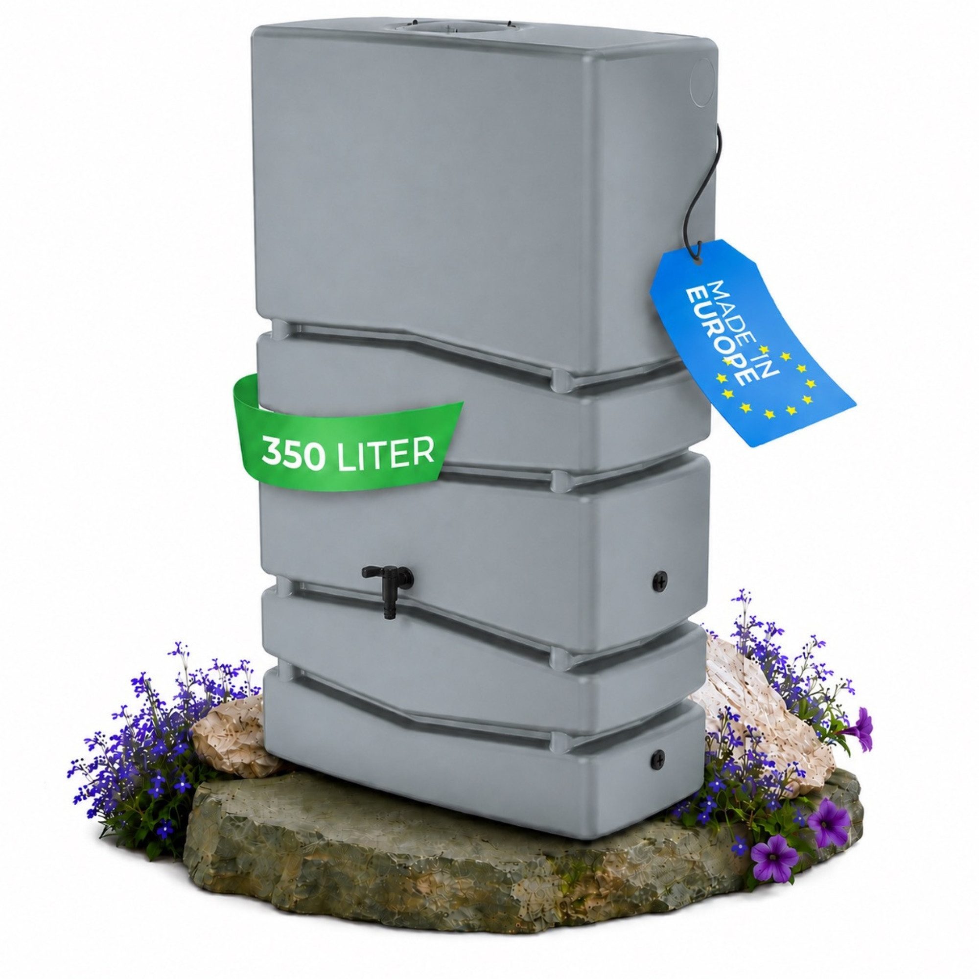 YourCasa Regentonne Eckig 350 Liter [Aqua Silo] XXL Regenfass mit Öffnung und Deckel