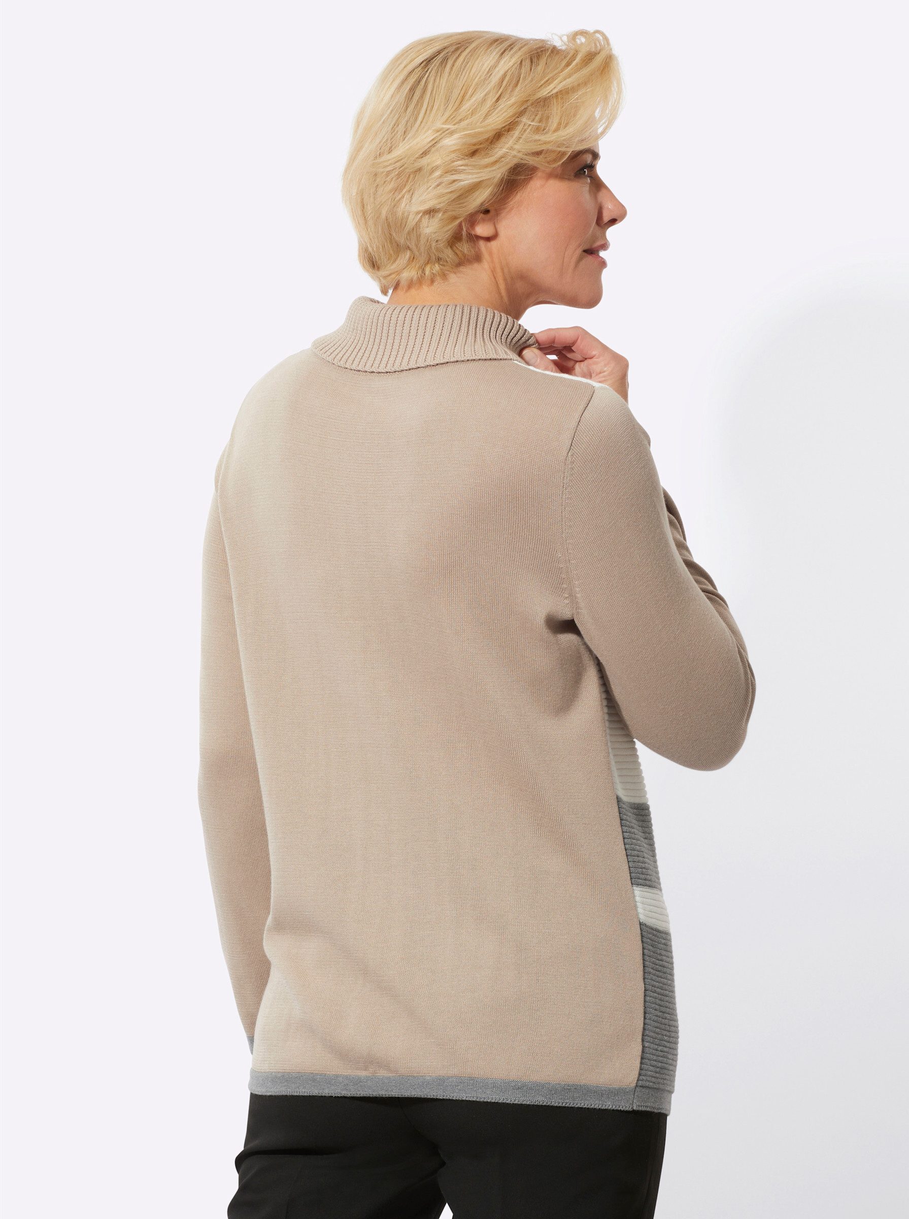 Witt Strickpullover Rollkragen-Pullover Langarm Rippoptik