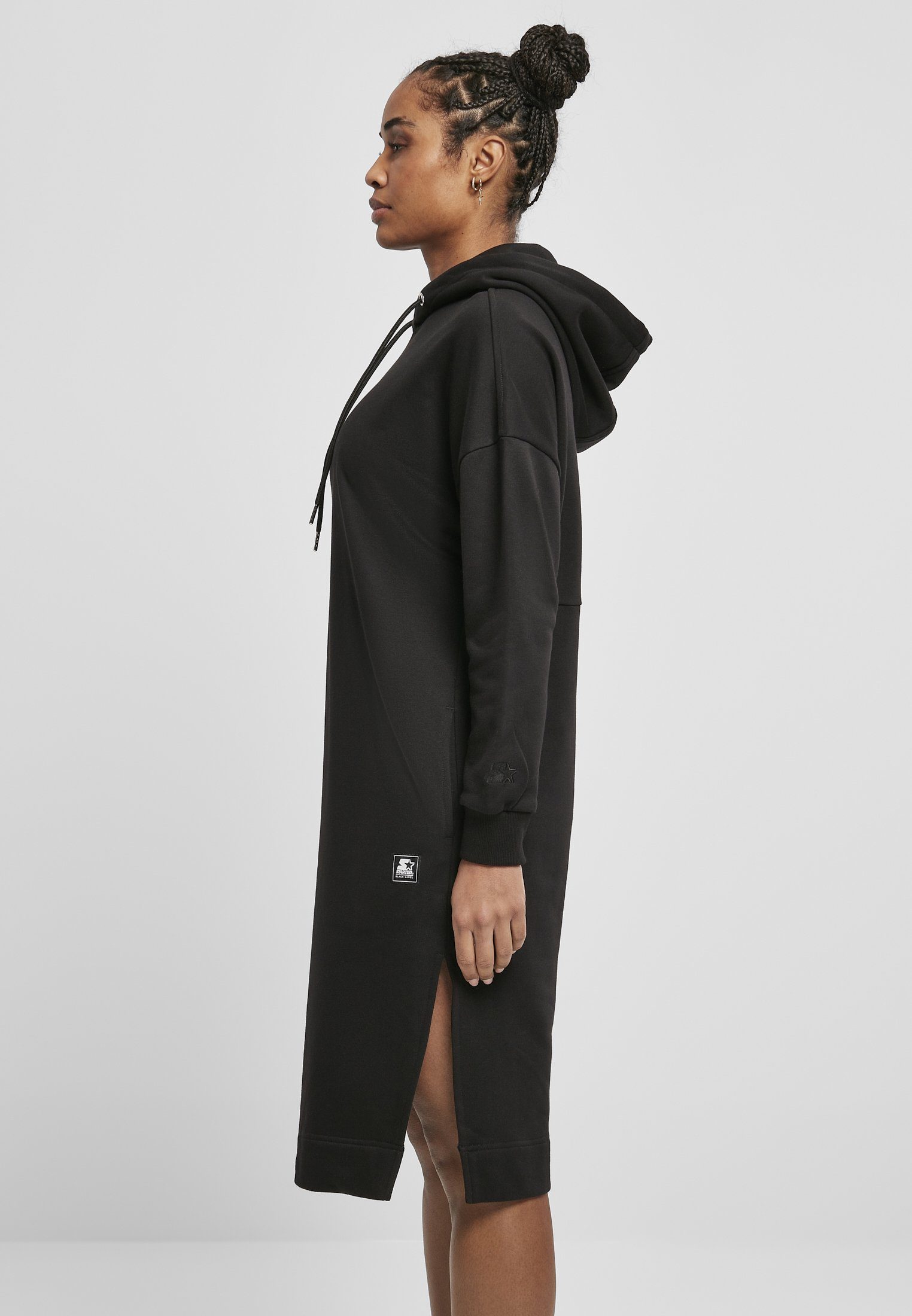 Long Black Damen Ladies Jerseykleid (1-tlg) Label Starter Hoody Starter Dress