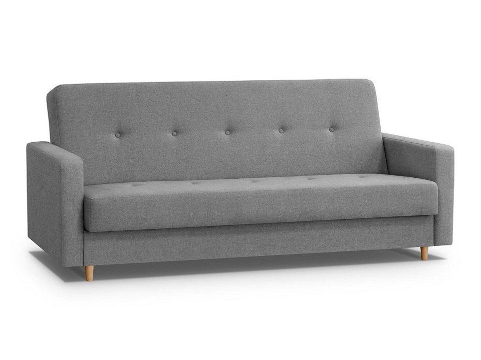 Beautysofa 3-Sitzer ADELINE Schlafsofa mit Bettkasten, skandinavisches Polstersofa auf Holzfüßen, Wohnzimmersofa mit Liegefläche 190 × 122 cm