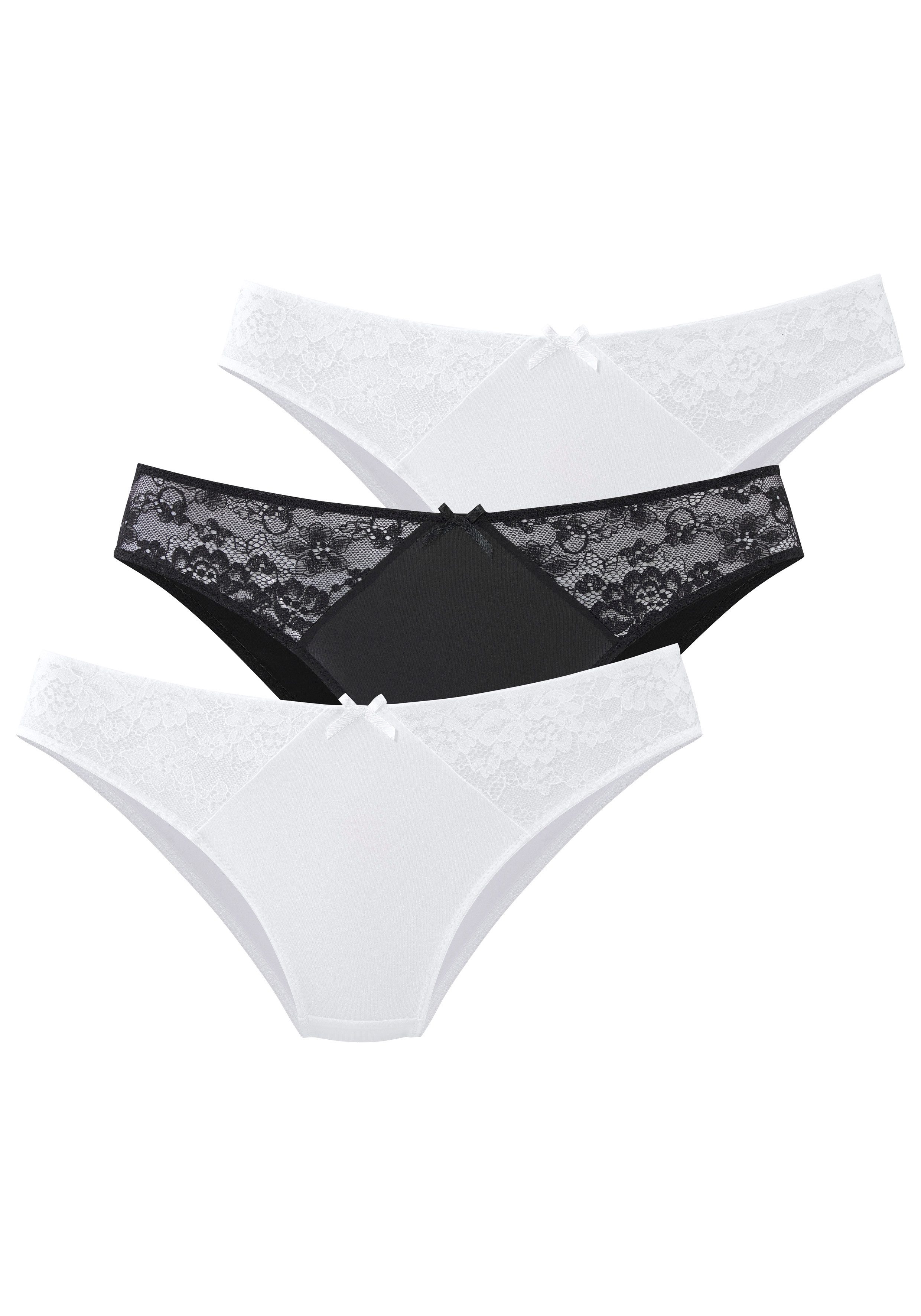 petite fleur by Lascana Slip (Packung, 3 Stück) mit Spitzeneinsätzen