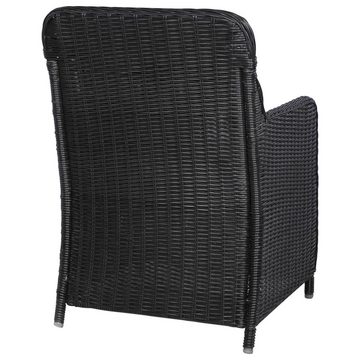 vidaXL Gartenstuhl Gartenstühle mit Polster 2 Stk. Poly Rattan Schwarz (2 St)