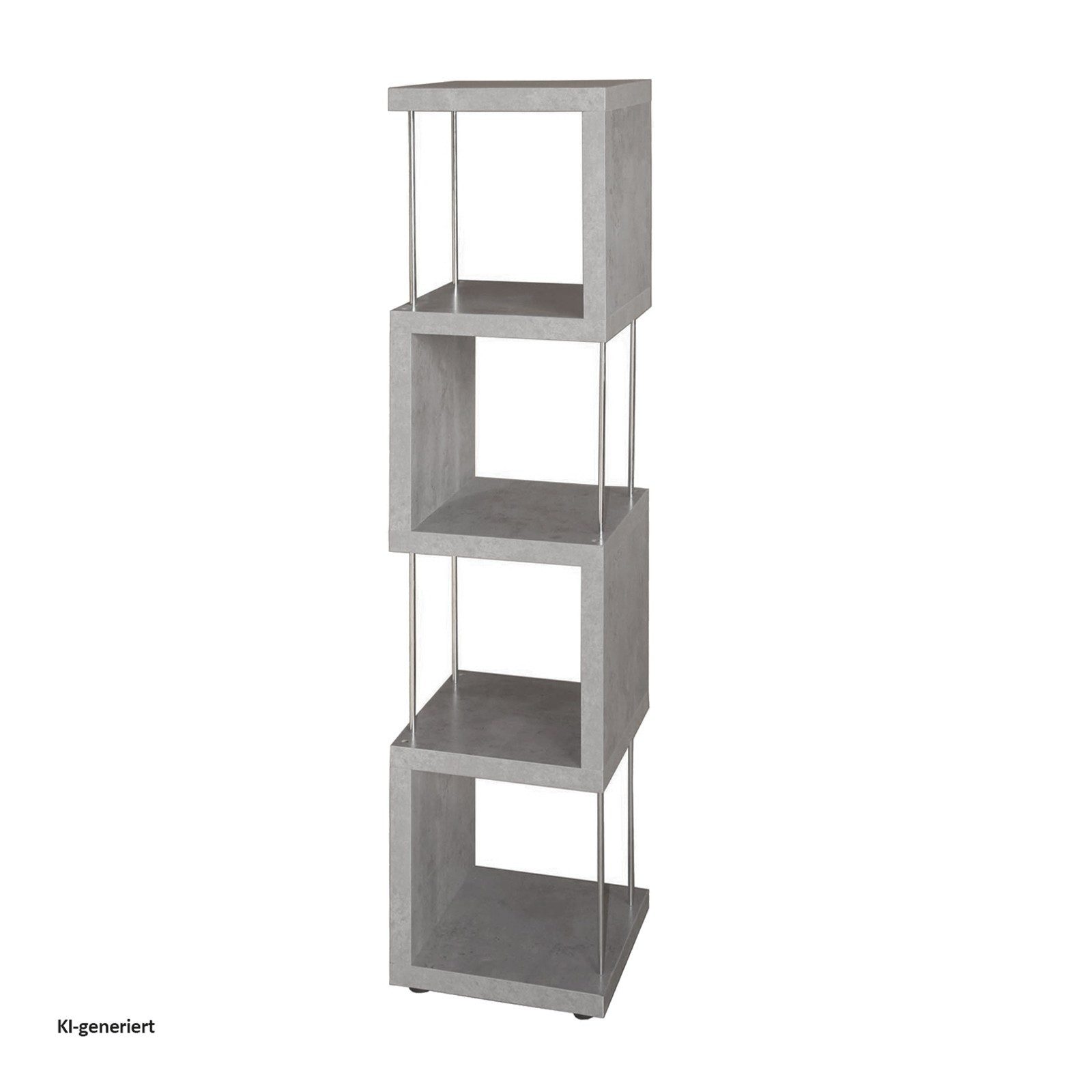 HTI-Living Regal Standregal 4 Fächer Thekla Beton, Stück 1-tlg., mit Metallstreben