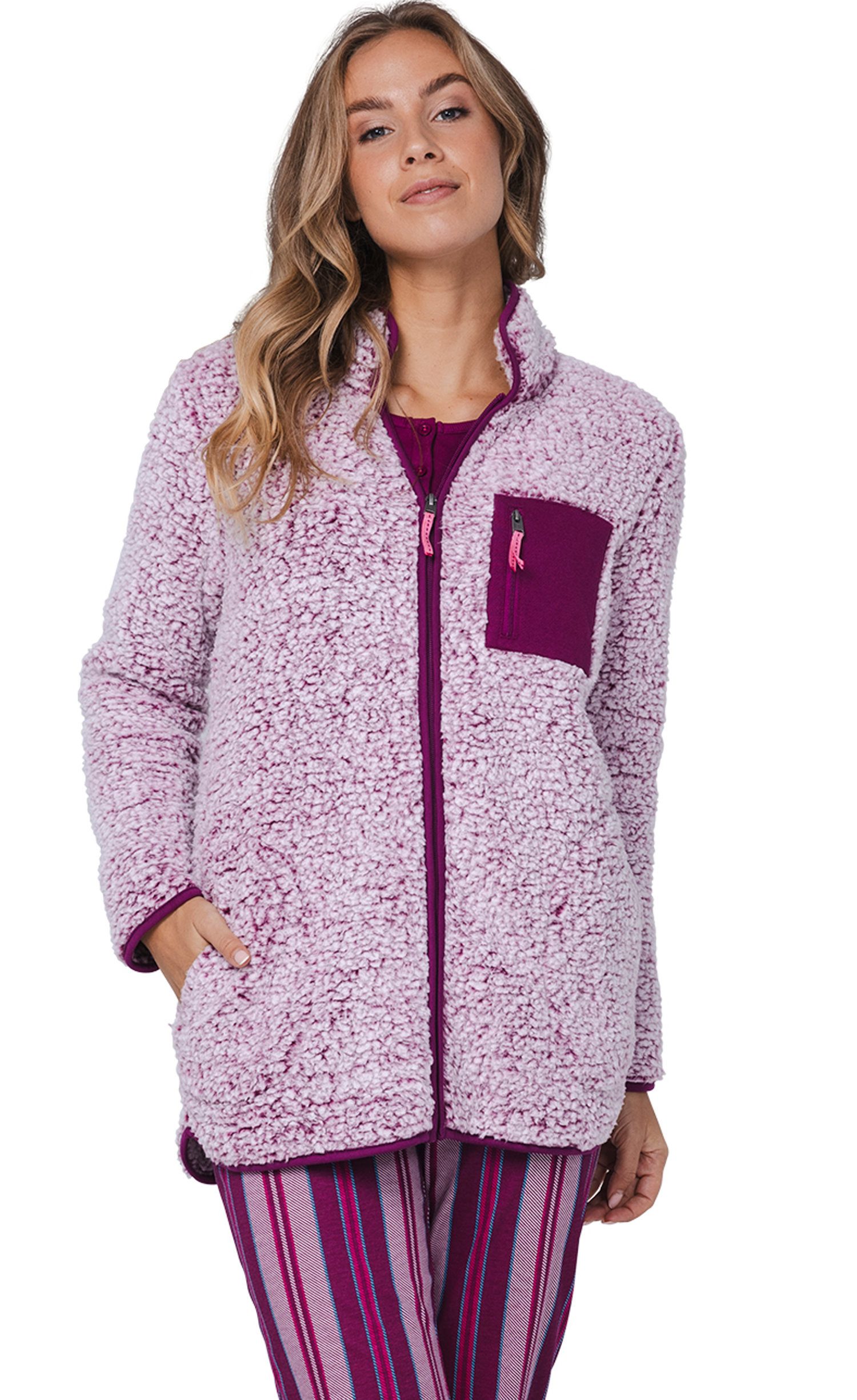 Rebelle Fleecejacke Damen Homewear Fleecejacke (1-St) Modisches Design günstig online kaufen