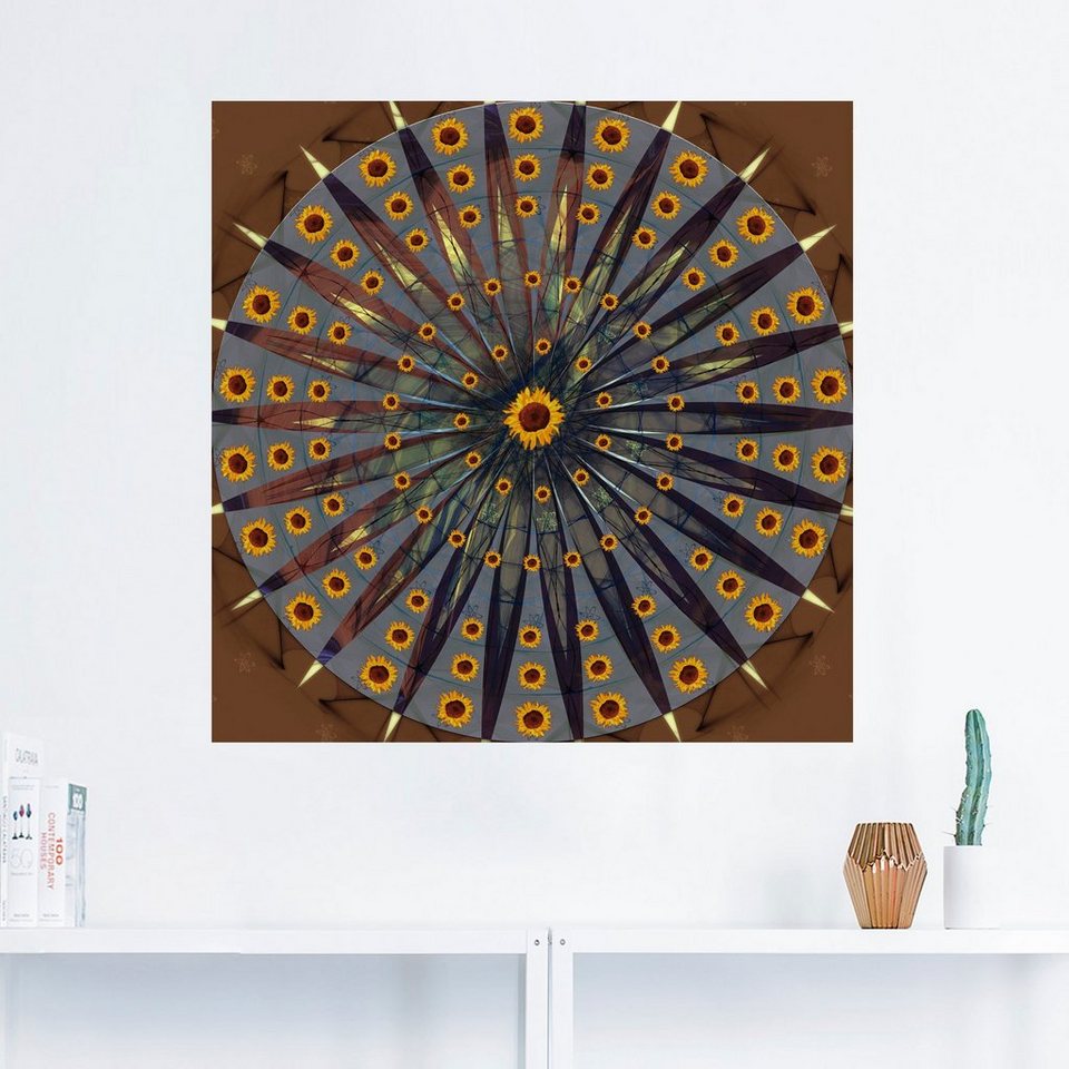 Artland Wandbild Mandala - Sonnenblume, Muster (1 St), als Alubild,  Leinwandbild, Wandaufkleber oder Poster in versch. Größen
