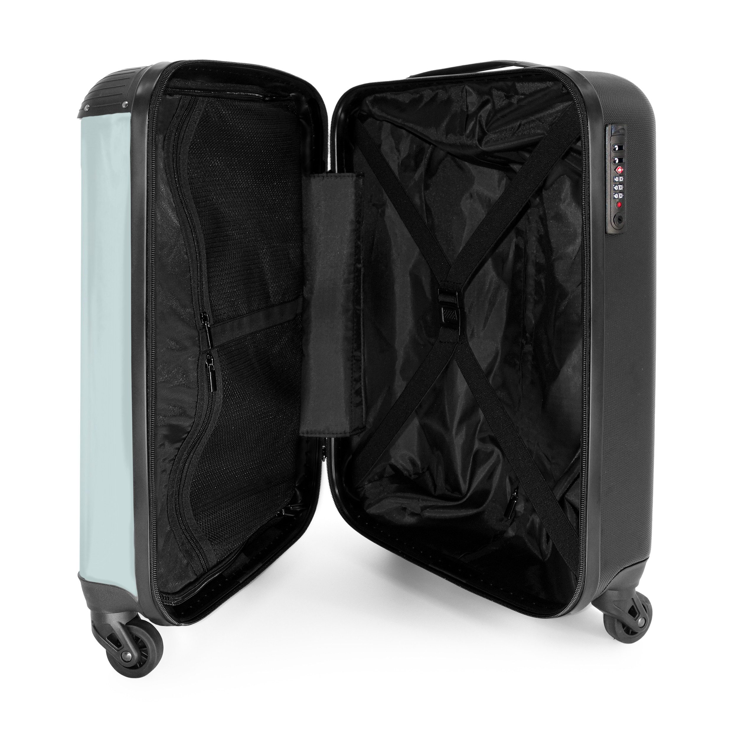 NoBoringSuitcases.com© Kinderkoffer Beigefarbener Delphin in blauem Wasser 55x35x20cm, 4 Rollen, Kinder Koffer Klein, Trolley Handgepäck, Reisekoffer