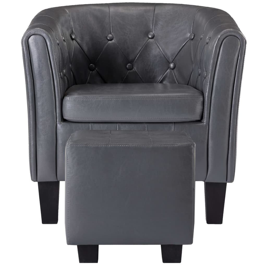 vidaXL Sessel Sessel mit Fußhocker (1-St) Grau Kunstleder