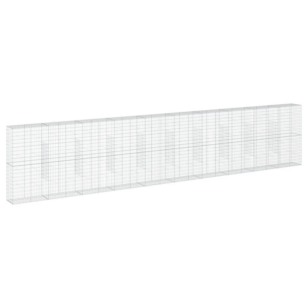 vidaXL Blumentopf Gabione mit Deckel 1000x50x200 cm Verzinktes Eisen (1 St)