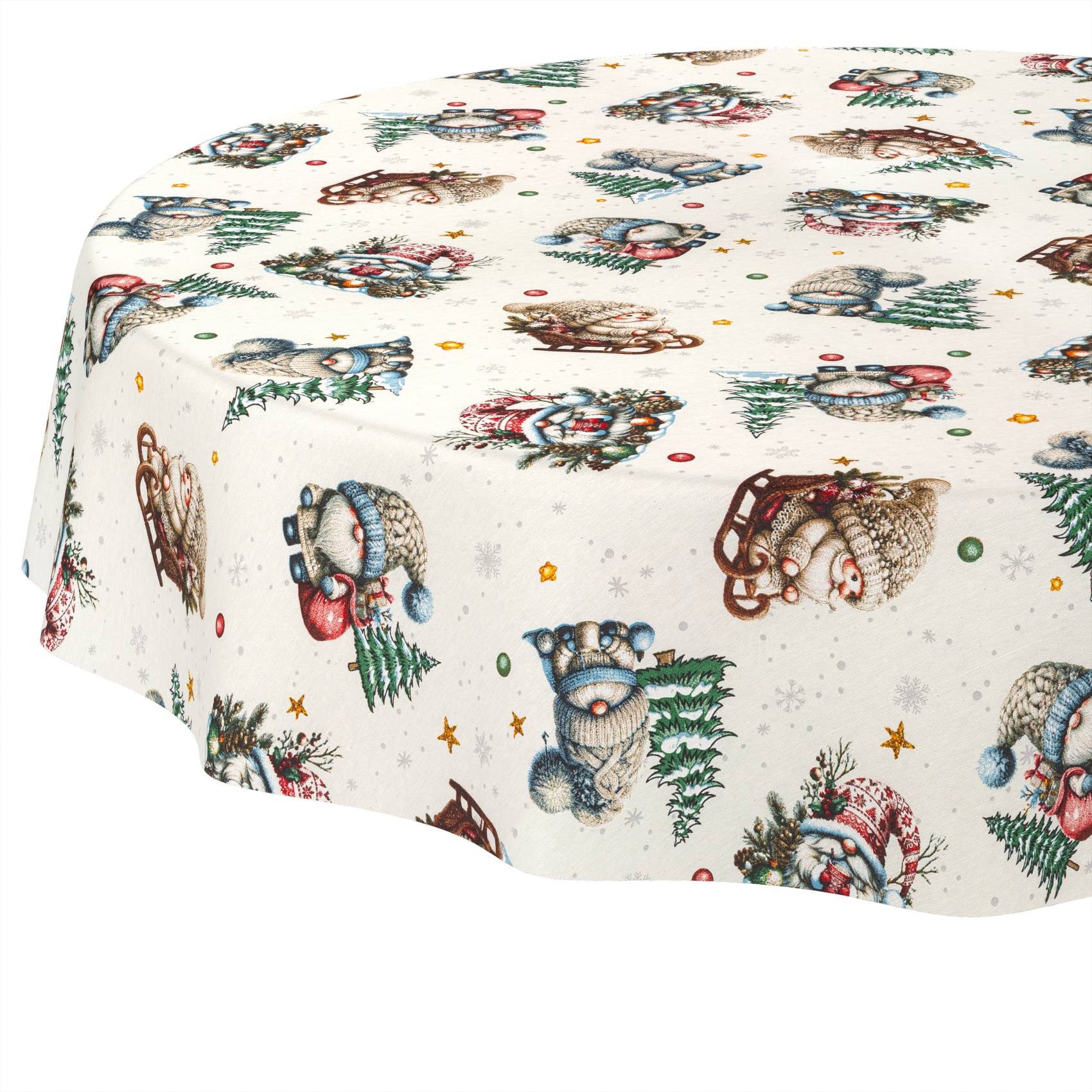 ANRO Tischdecke Weihnachten abwaschbare Weihnachtstischdecke (Einzelstück 1-tlg), Schmutzabweisend Weihnachten Grün Rund 100cm