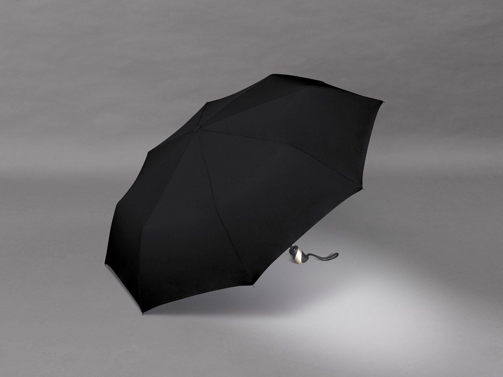 happy leicht, stabil schöner Herren-Regenschirm im mit rain® Auf-Zu-Automatik, grauen und selection Karo-Muster Taschenregenschirm