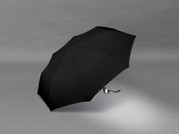 happy rain® selection Taschenregenschirm schöner Herren-Regenschirm mit Auf-Zu-Automatik, stabil und leicht, im braunen Karo-Muster