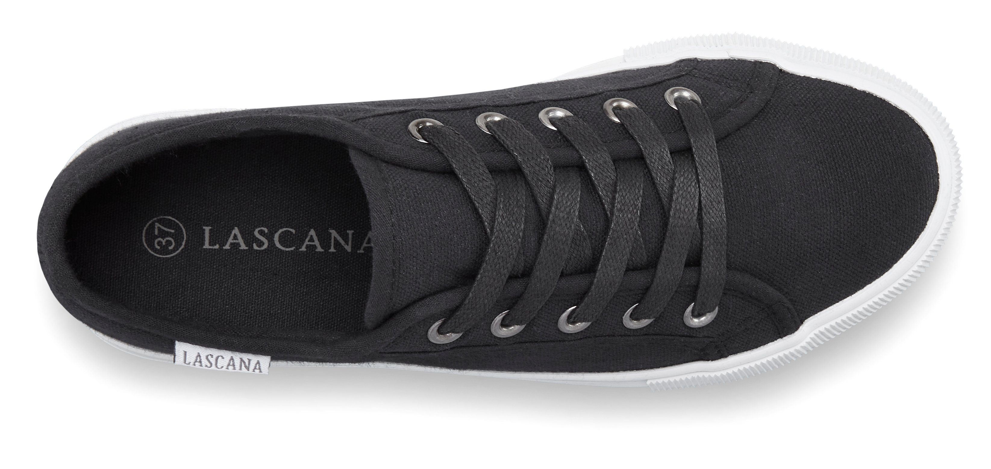LASCANA Sneaker Schnürhalbschuh, Freizeitschuh aus Textil mit Plateausohle