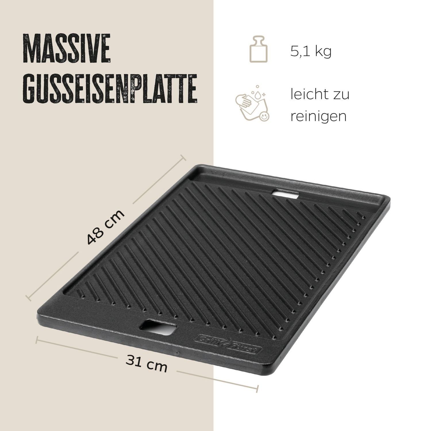 Grillfürst Grillplatte Grillfürst Grillplatte Gusseisen für Imperial / Regal 48 x 31 cm