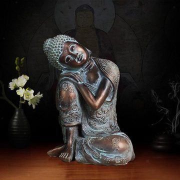 Vivi Idee Buddhafigur schlafende Buddha Statue, Tischdeko Meditation Thailand, Bronzeimität