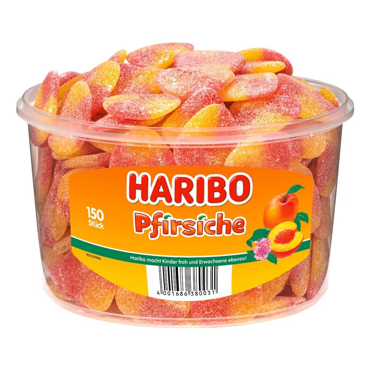 HARIBO Süßigkeit Pfirsiche, Fruchtgummi, 1350 g (150 Stück)
