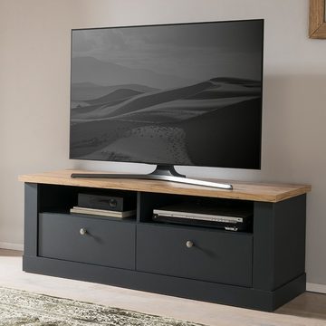 Lomadox Lowboard CESENA-61, Wohnzimmer TV- in anthrazit mit Wotan Eiche Nb., B/H/T 135/51/45 cm