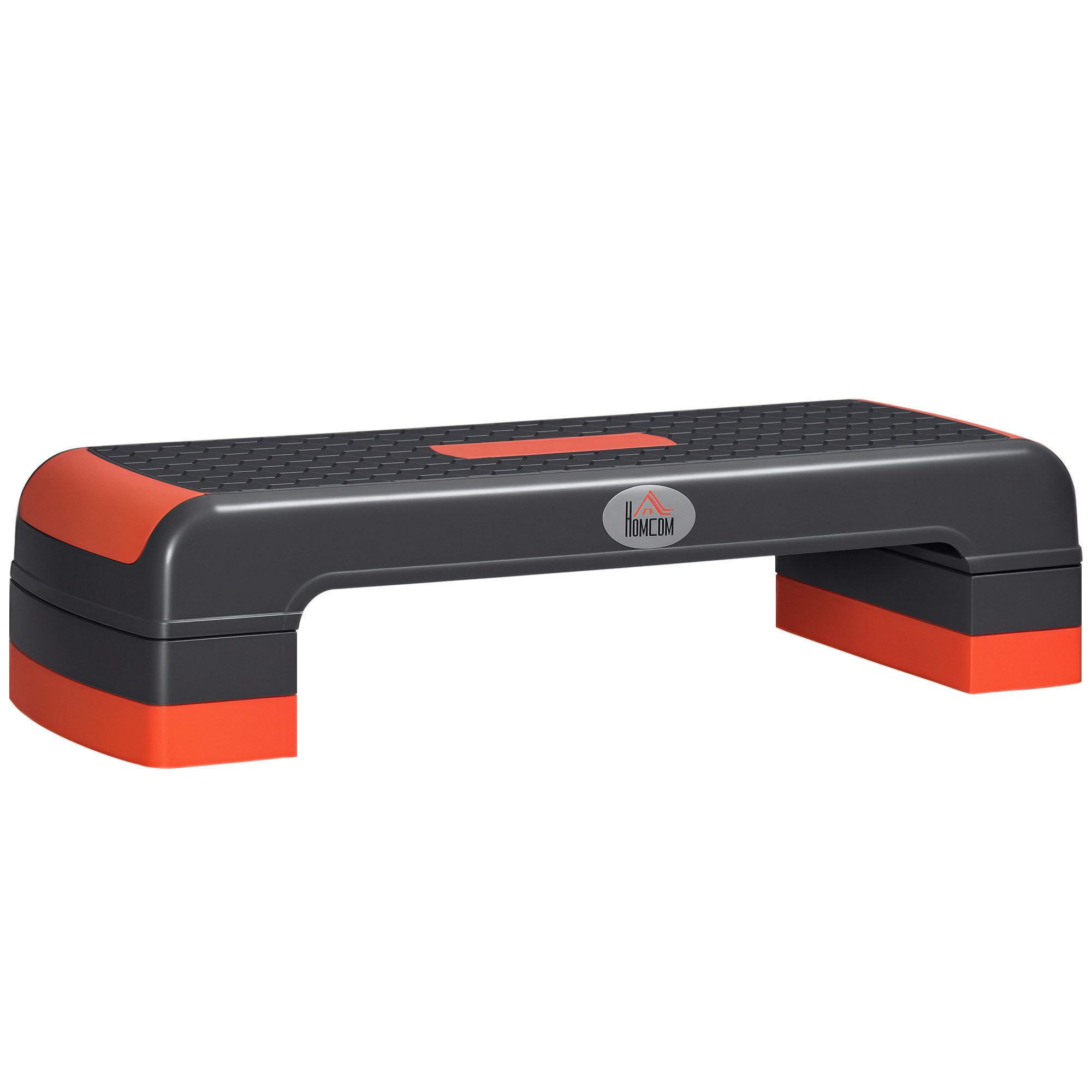 HOMCOM Stepper Aerobic-Stepper Steppbrett höhenverstellbar Fitness Heimtrainer (Fitnessgerät, 1-tlg., Aerobic-Stepper), Belastbarkeit bis 150 kg 78 x 28 x 10-20 cm Rot