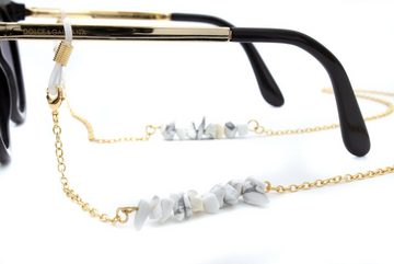 GERNEO Brillenkette GERNEO® - Formentera - Premium Brillenkette & Brillenband echte Steine, Versiegelung aus 18 Karat Gold oder 925er Silber - für Lesebrille