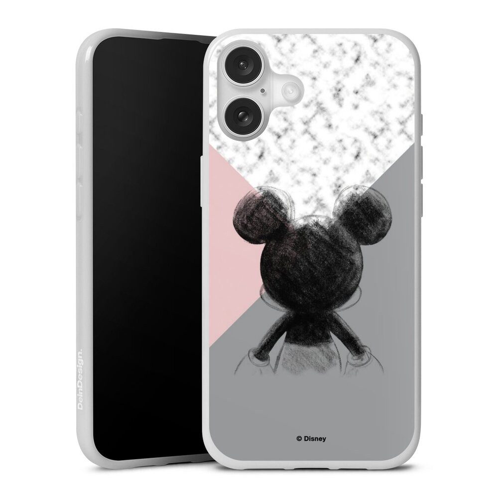DeinDesign Handyhülle Disney Marmor Mickey Mouse Mickey Mouse Scribble, Apple iPhone 16 Plus Silikon Hülle Bumper Case Handy Schutzhülle